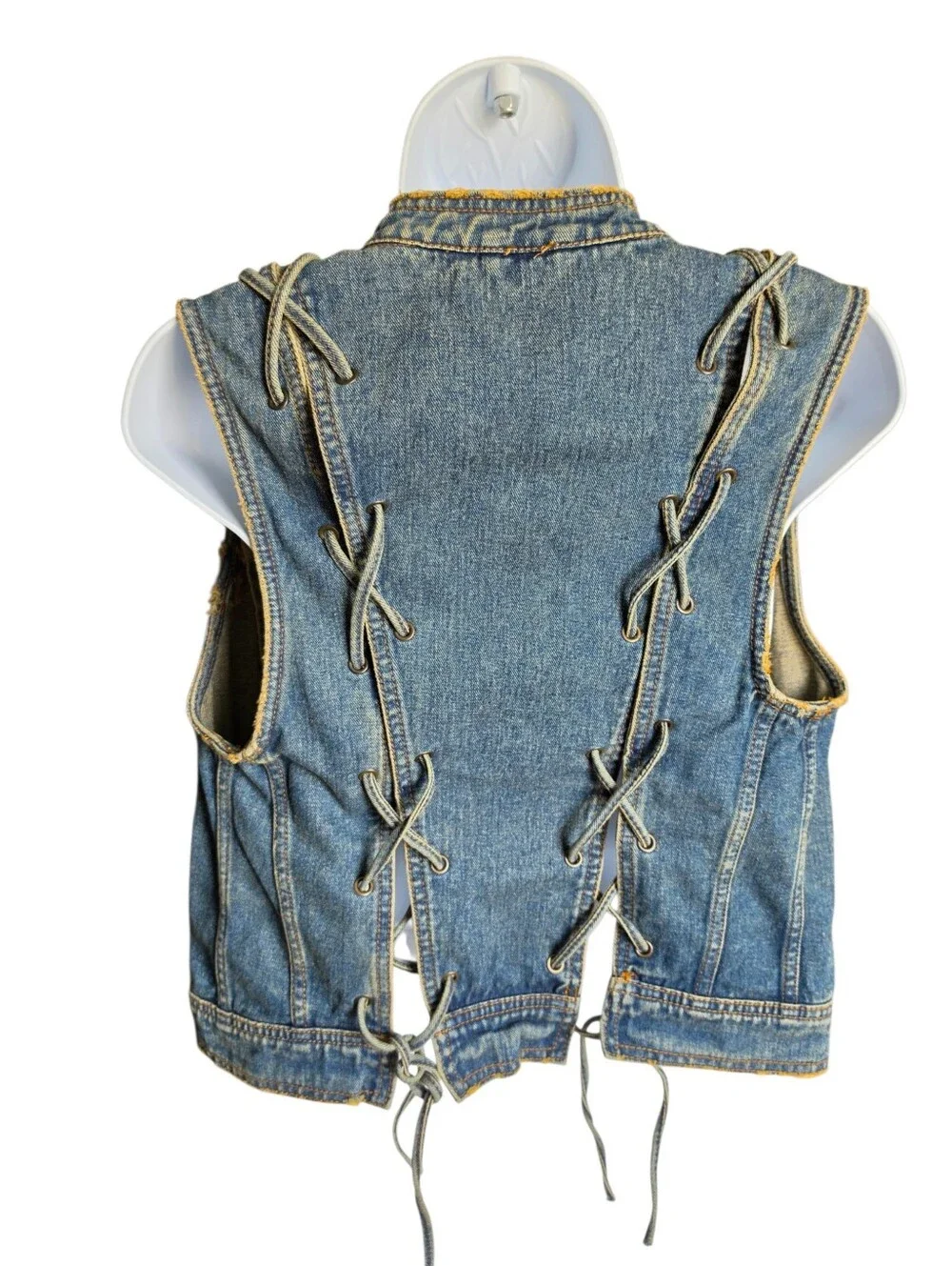 Free People Northern Lights Denim Vest Medium Wash Distressed - Size XS